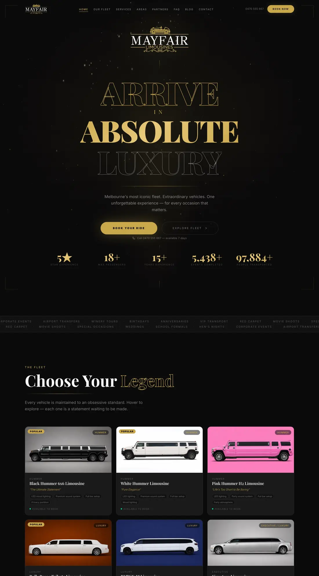 Mayfair Limousines — luxury chauffeur website designed and built by Crown Digital